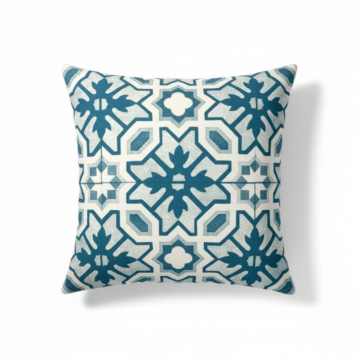 Cushion cover with blue Indochine floor tiles -Sol Anciennes Hoi An